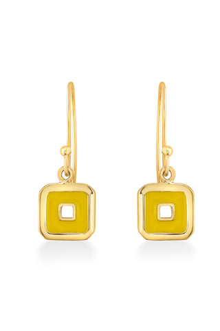 Nipura 925 Sterling Silver Yellow Squares Drop Earrings- Golden