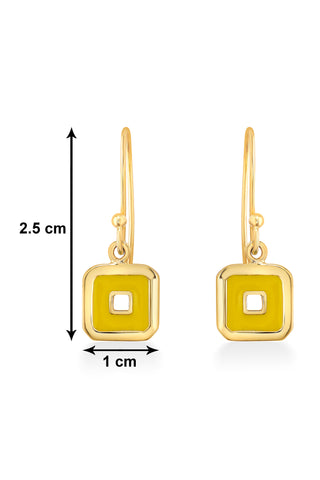 Nipura 925 Sterling Silver Yellow Squares Drop Earrings- Golden