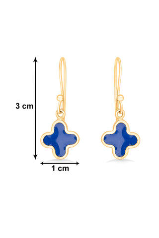 Nipura 925 Sterling Sliver Blue Clover Drop Earrings- Golden