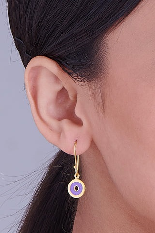 Nipura 925 Sterling Silver Purple Circles Drop Earrings- Golden