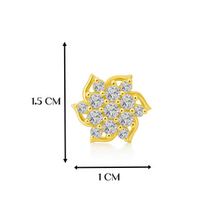 Lotus 18kt Gold-Plated Floral Silver Stud Earrings | Cubic Zirconia Layered