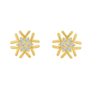 Nipura 925 Sterling Silver 18kt Gold-Plated Geometric Starburst Stud Earrings for Women & Girls | Cubic Zirconia Cluster Design | Gold-Toned Jewelry