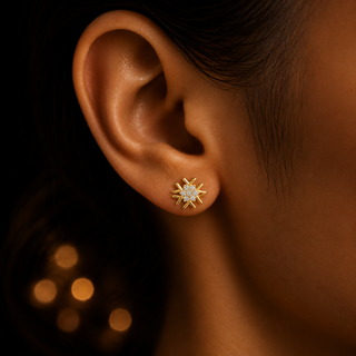 Geometric Starburst 18kt Gold-Plated Silver Stud Earrings