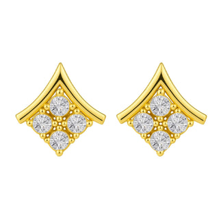 Elegant Kite-Shaped 925 Sterling Silver & CZ Stud Earrings