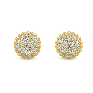 Nipura 925 Sterling Silver 18kt Gold-Plated Elegant CZ Cluster Stud Earrings