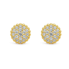 Nipura 925 Sterling Silver 18kt Gold-Plated Elegant CZ Cluster Stud Earrings