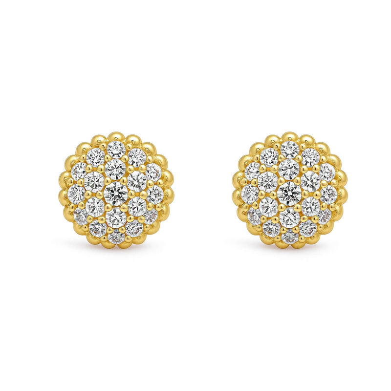 Nipura 925 Sterling Silver 18kt Gold-Plated Elegant CZ Cluster Stud Earrings