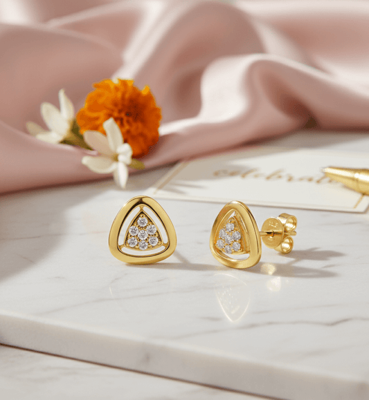 Trinity 18kt Gold-Plated 925 Sterling Silver CZ Earrings