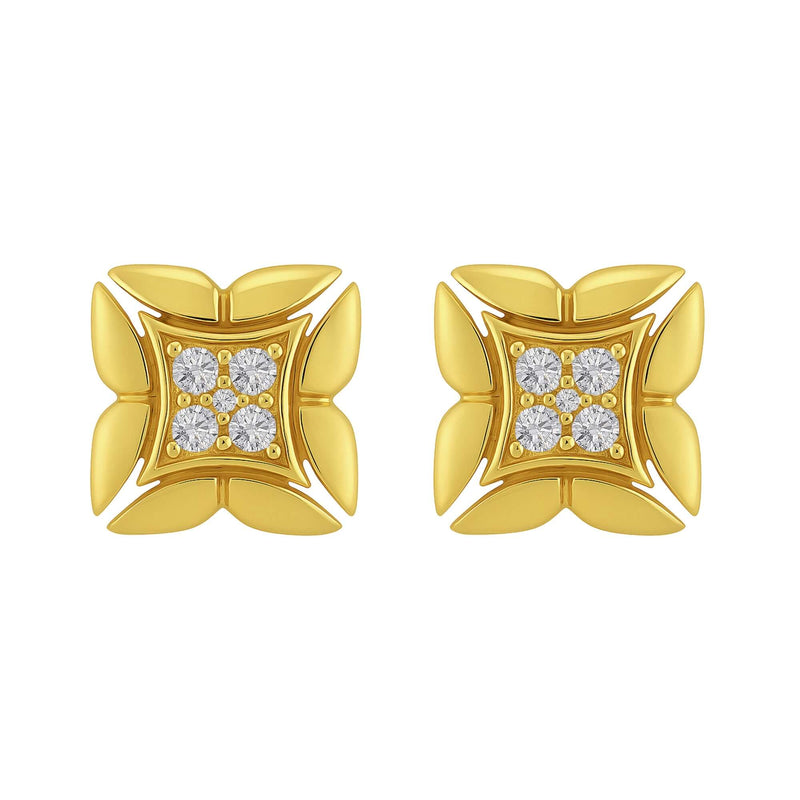 Nipura 925 Sterling Silver 18kt Gold-Plated Dazzling Quads Earrings