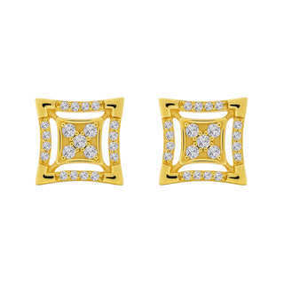 Nipura 925 Sterling Silver 18kt Gold-Plated Square Cube Earrings