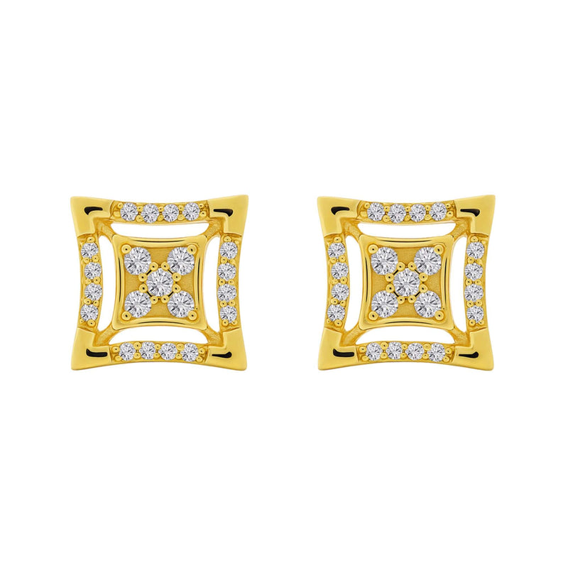 Nipura 925 Sterling Silver 18kt Gold-Plated Square Cube Earrings