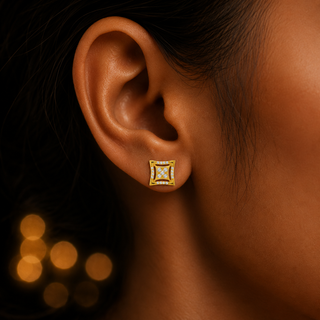 Square Cube 18kt Gold-Plated 925 Sterling Silver Stud Earrings
