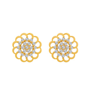 Dazzling 18KT Gold-Plated Floral Cluster 925 Sterling Silver & CZ Stud Earrings