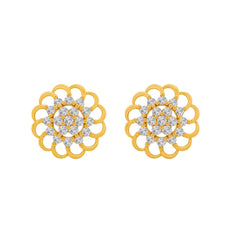 Floral Cluster Dazzling 18KT Gold-Plated  925 Sterling Silver & CZ Stud Earrings