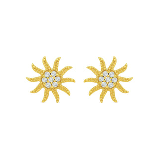Nipura 925 Sterling Silver 18kt Gold-Plated Sunlight Cubic Zirconia-Studded earrings