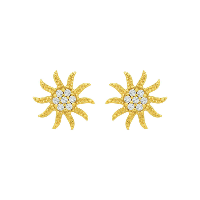 Nipura 925 Sterling Silver 18kt Gold-Plated Sunlight Cubic Zirconia-Studded earrings