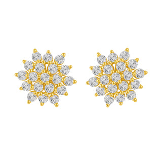 Nipura Blooming Flower 18KT Gold-Plated Floral Cluster 925 Sterling Silver & CZ Stud Earrings