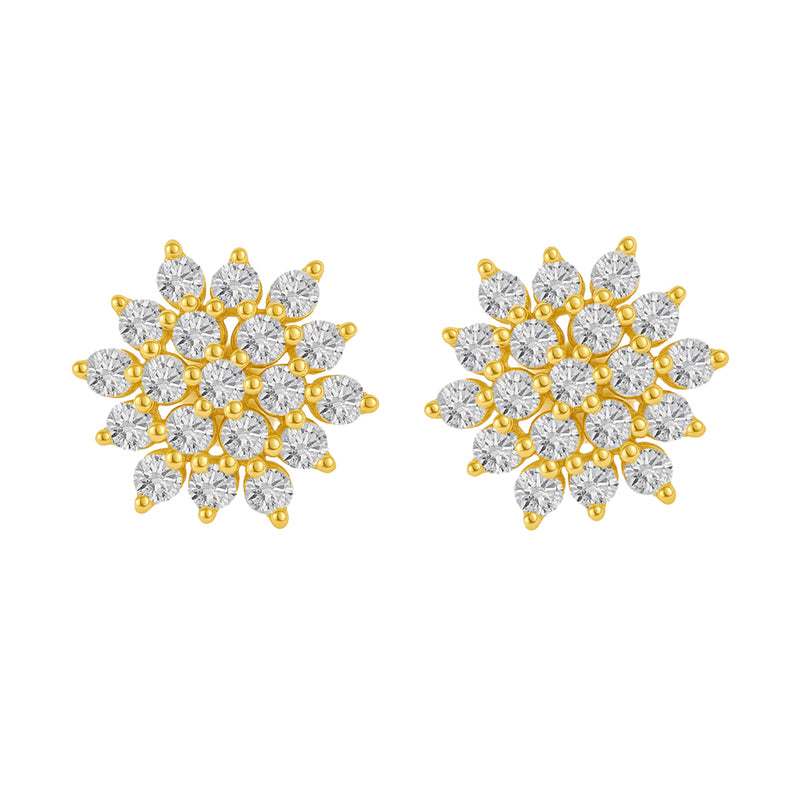 Nipura Blooming Flower 18KT Gold-Plated Floral Cluster 925 Sterling Silver & CZ Stud Earrings