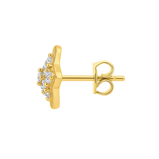 18kt Gold-Plated Floral Stud Silver Earrings for Women & Girls | Cubic Zirconia Cluster Flower Design
