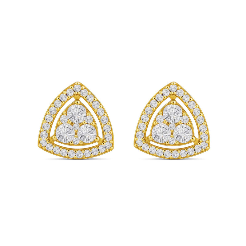 Nipura 925 Sterling Silver 18kt Gold-Plated  Cubic Zirconia-Studded  Stunning Look Studs for Women & Girls