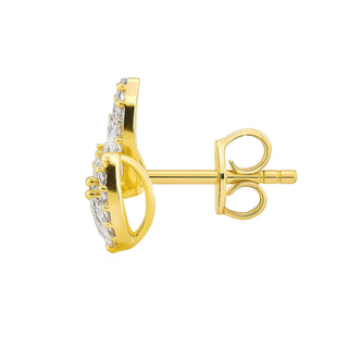 Studded  Clover Silver Earrings 18kt Gold-Plated |Cubic Zirconia