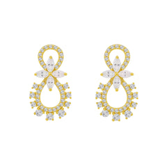 Floral Drop 18kt Gold-Plated Silver Earrings for Women & Girls | Cubic Zirconia-Studded Designer Dangle Studs