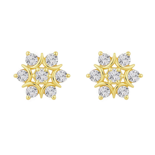 Kudi Style Earrings - CZ Studded 18kt Gold-Plated 925 Silver