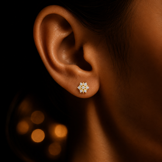 Kudi Style Earrings - CZ Studded 18kt Gold-Plated 925 Silver