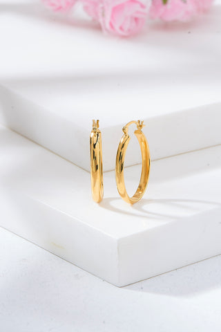 Nipura 925 Sterling Silver Golden Oval Hoop Earrings- Small