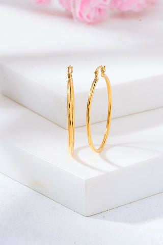 Nipura 925 Sterling Silver Golden Luminous Hoop Earrings- Medium