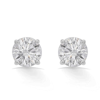 Sparkling Round Solitaire 925 Sterling Silver & CZ Stud Earrings