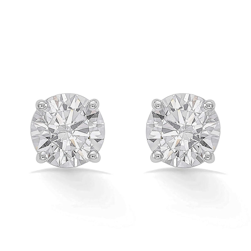 Sparkling Round Solitaire 925 Sterling Silver & CZ Stud Earrings
