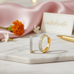 Minimalist Hoop 18kt Gold-Plated 925 Sterling Silver CZ Earrings
