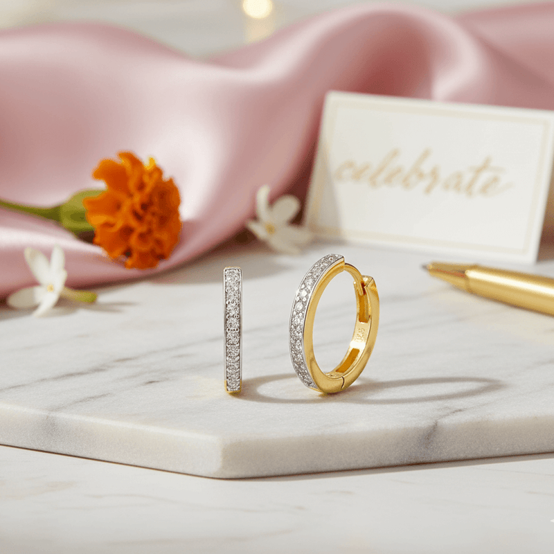 Minimalist Hoop 18kt Gold-Plated 925 Sterling Silver CZ Earrings