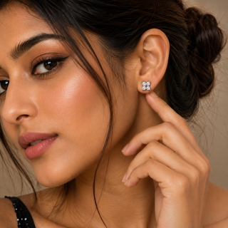 Sparkle 925 Sterling Silver 18kt Gold-Plated Stud Earrings