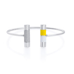 Nipura 925 Sterling Silver Bar Yellow Enamel Bangle