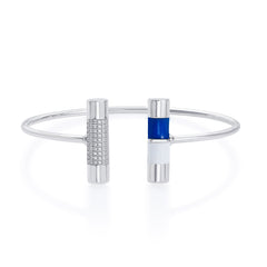 Nipura 925 Sterling Silver Bar Blue Enamel Bangle