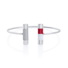 Nipura 925 Sterling Silver Bar Red Enamel Bangle