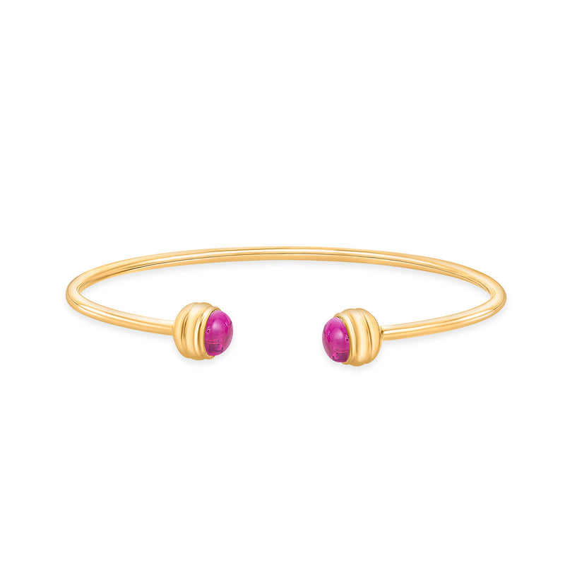 Nipura 925 Sterling Silver Button Pink Bangle- Golden