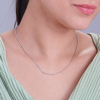 Nipura 925 Sterling Silver Stylish Flexible Box Design Chain with Silver Balls