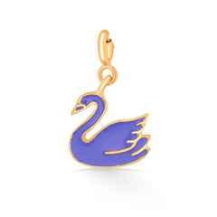 Purple Swan Charm 925 Sterling  Silver Pendant(without chain)