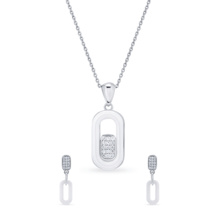 Nipura 925 Sterling Silver Geometric Zircon Pendant Set