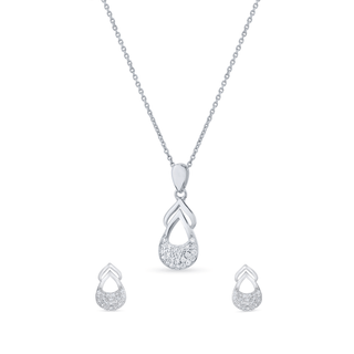 Nipura 925 Sterling Silver Graceful Teardrop Zircon Pendant Set