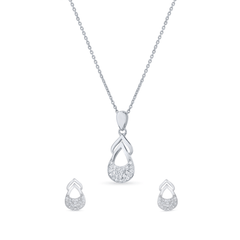 Graceful Teardrop Zircon 925 Sterling  Silver Pendant Set