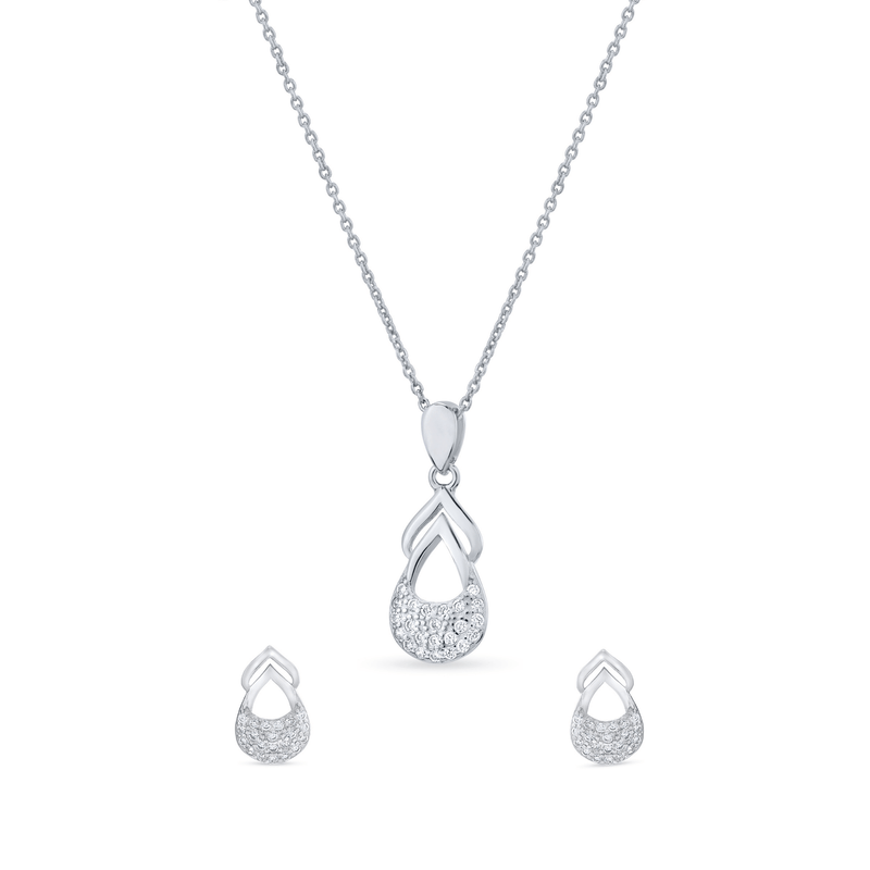Nipura 925 Sterling Silver Graceful Teardrop Zircon Pendant Set
