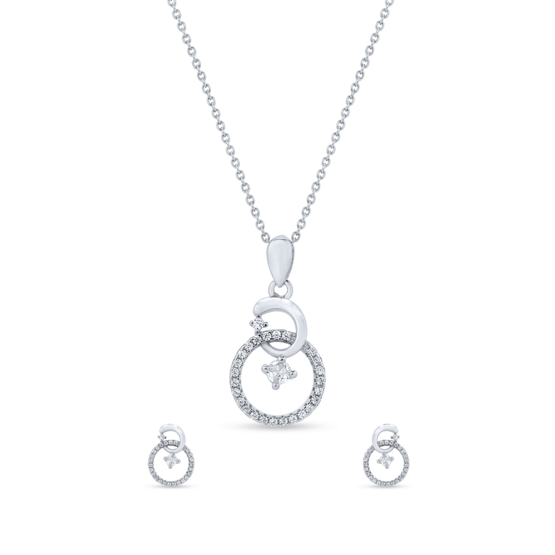 Nipura 925 Sterling Silver Zircon Ring Pendant Set