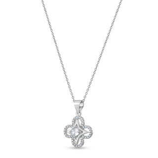 Nipura 925 Sterling Silver Clover Zircon Pendant Set