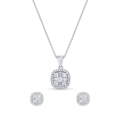 Classic Zircon 925 Sterling Silver Pendant Set