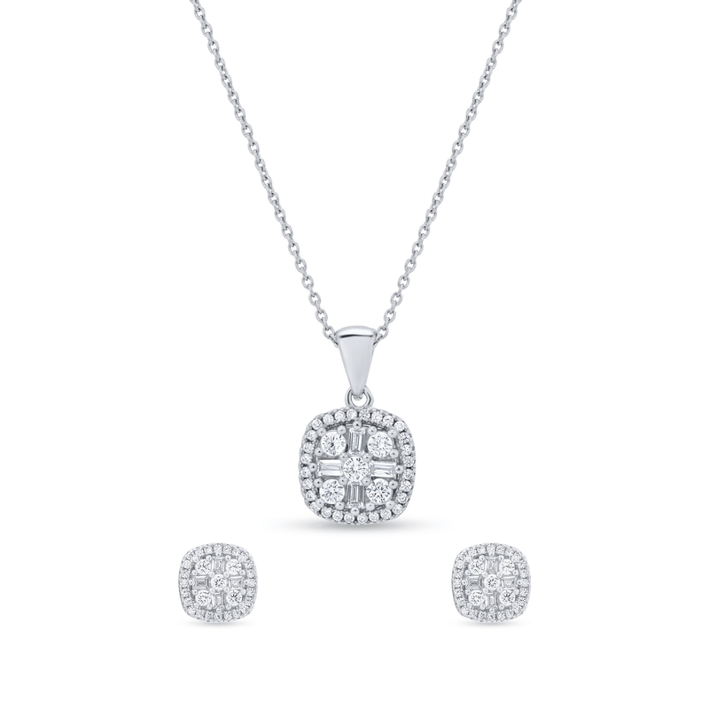 Nipura 925 Sterling Silver Classic Zircon Pendant Set