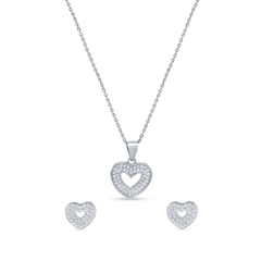 Heart Zircon 925 Sterling Silver Pendant Set
